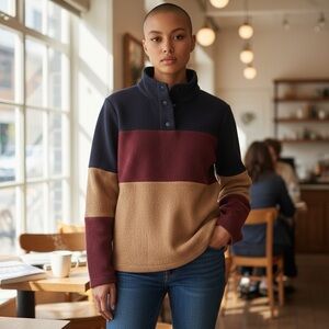 Karl Lagerfeld Paris Colorblock Funnel-Neck Jacket – Size LGG